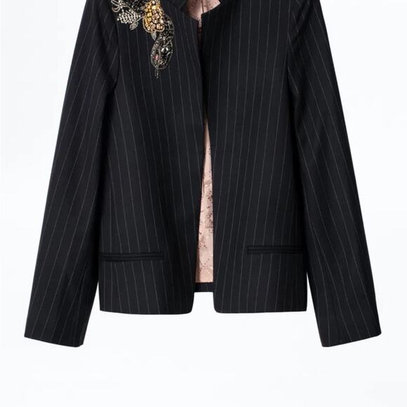 ZADIG & VOLTAIRE Beaded Snake Pinstripes Jacket - Picture 8 of 13